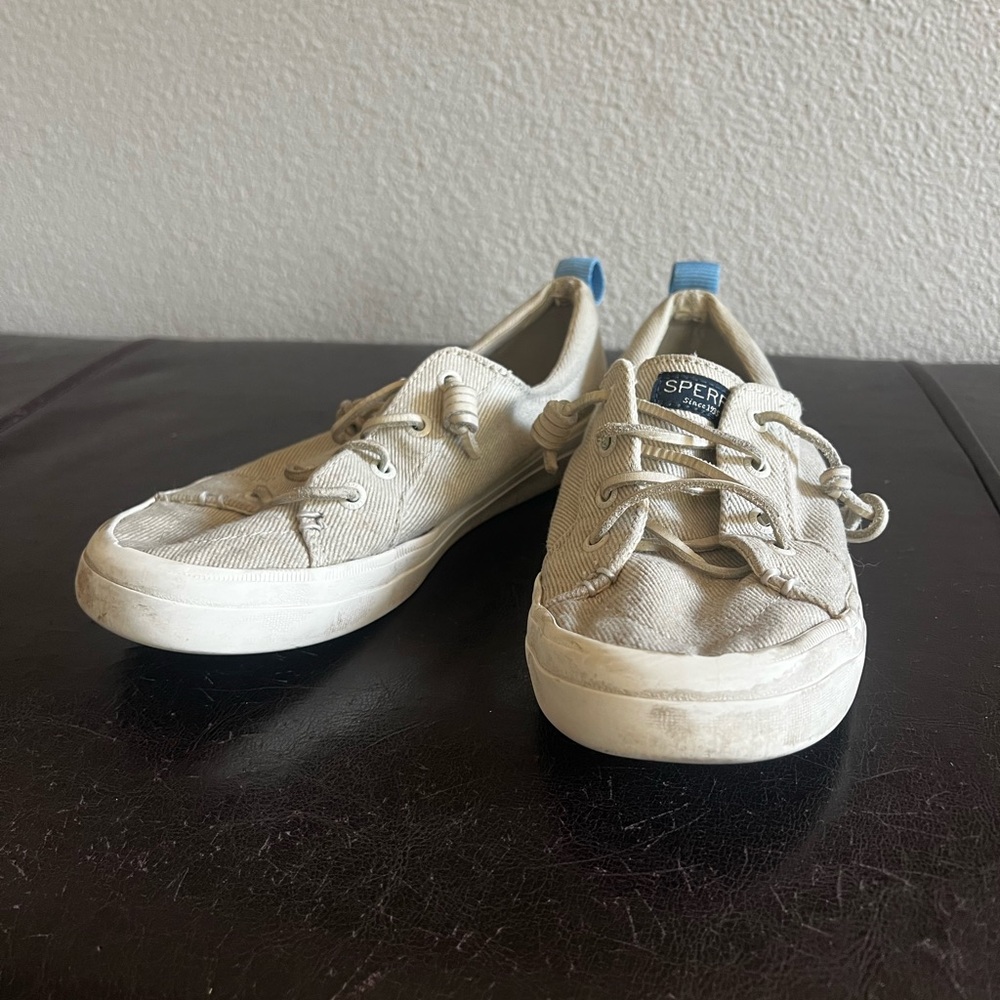 Sperry Cream Canvas Slip-On Sneakers